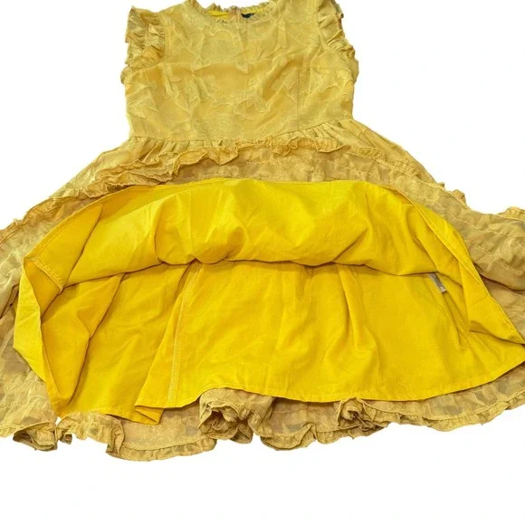 Lulus Women's XS Yellow Floral Ruffle Sleeveless Mini Dress - Picture 7 of 12